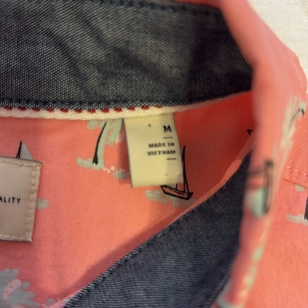 Hawker Rye Men's Pink Nautical Print short sleeve button down Shirt. Size M - Picture 7 of 9